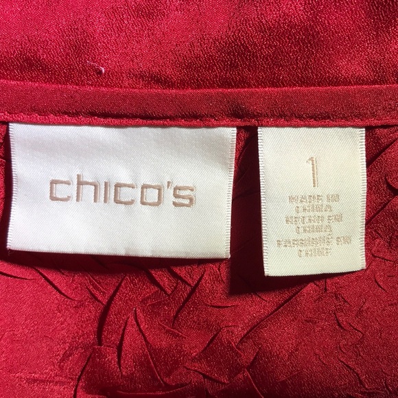 Chico’s Red Button Down Shirt Chico’s 2/Medium - Picture 8 of 8